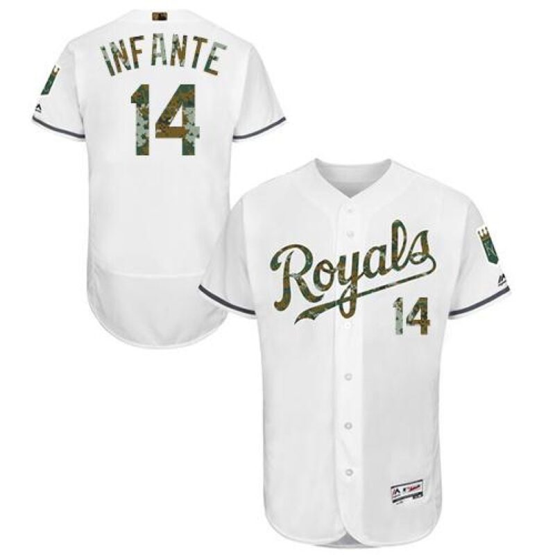 6863bfa4660f4_1 Royals #14 Omar infante White Flexbase Authentic Collection 2016 Memorial Day Stitched MLB Jersey