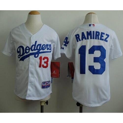 6863bff2d3051_1 Dodgers #13 Hanley Ramirez White Cool Base Stitched Youth MLB Jersey