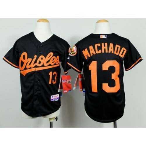 6863bff5b7e54_1 Orioles #13 Manny Machado Black Cool Base Stitched Youth MLB Jersey