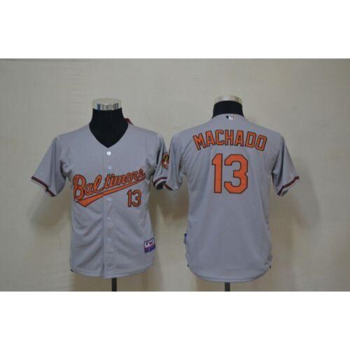 6863bffecba77_1 Orioles #13 Manny Machado Grey Cool Base Stitched Youth MLB Jersey