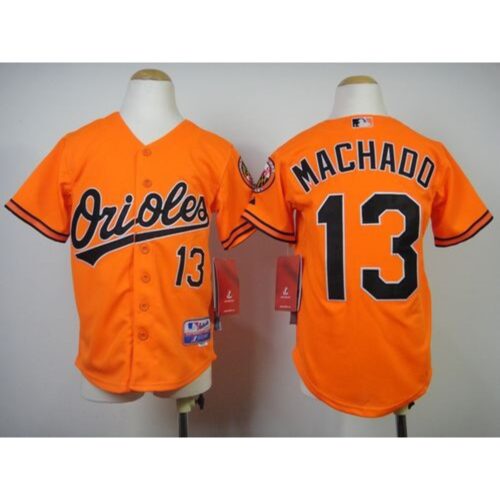6863c0044b8de_1 Orioles #13 Manny Machado Orange Cool Base Stitched Youth MLB Jersey
