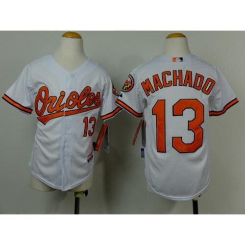 6863c00796a51_1 Orioles #13 Manny Machado White Cool Base Stitched Youth MLB Jersey