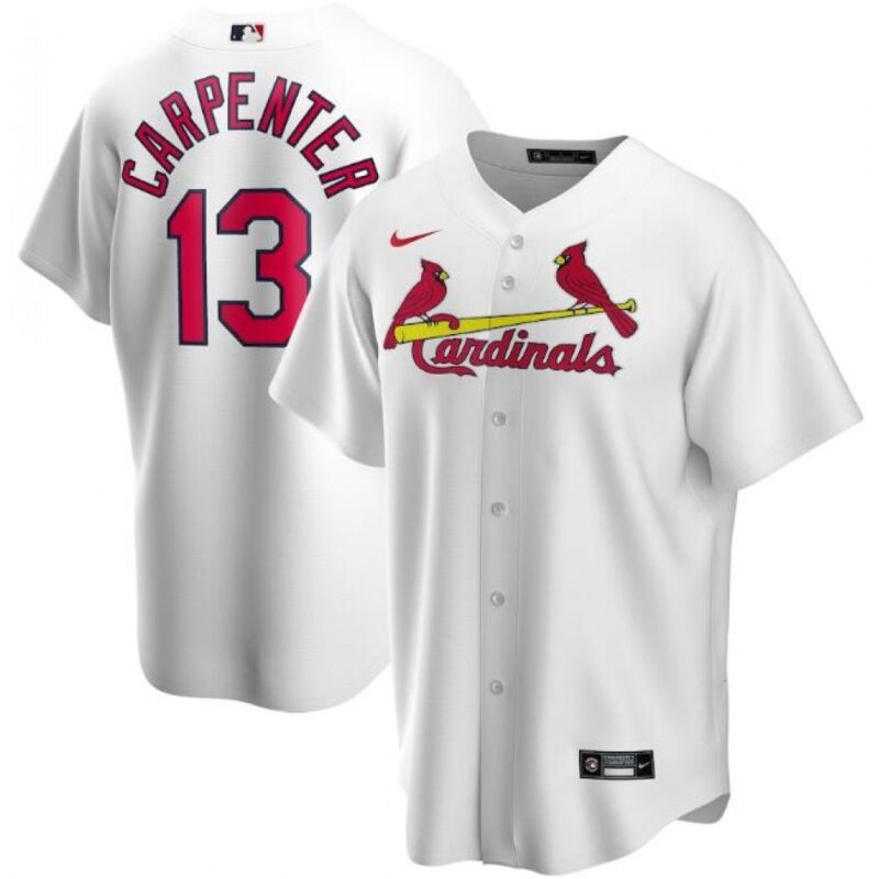 6863c05a7d31a_1 Men's St. Louis Cardinals #13 Matt Carpenter White Cool Base Stitched Jersey