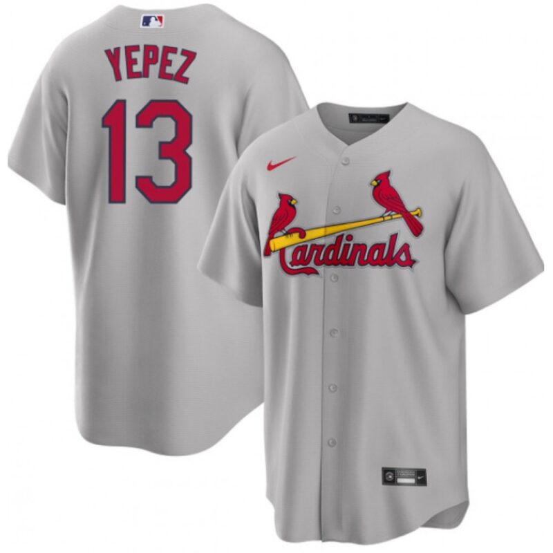 6863c06502a47_1 Men's St. Louis Cardinals #13 Juan Yepez Grey Cool Base Stitched Jersey