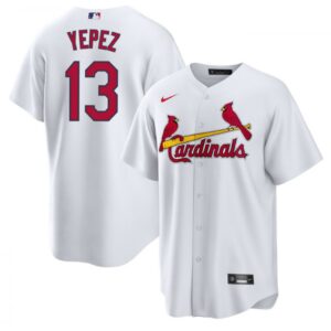 6863c06c4ad7d_1 Men's St. Louis Cardinals #13 Juan Yepez White Cool Base Stitched Jersey