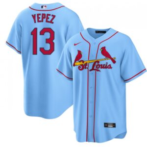 6863c07089223_1 Men's St. Louis Cardinals #13 Juan Yepez Blue Cool Base Stitched Jersey