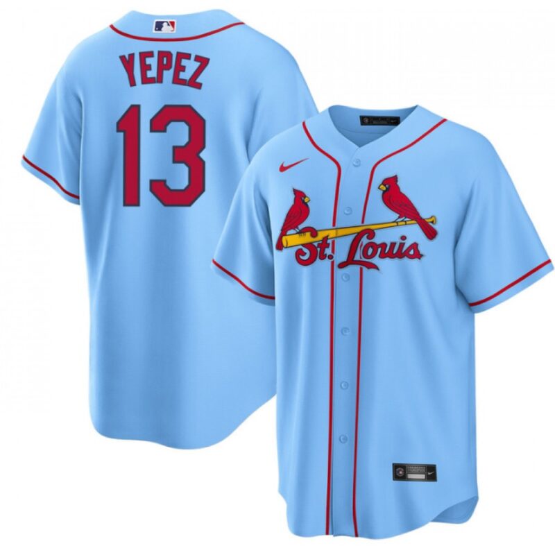 6863c07089223_1 Men's St. Louis Cardinals #13 Juan Yepez Blue Cool Base Stitched Jersey