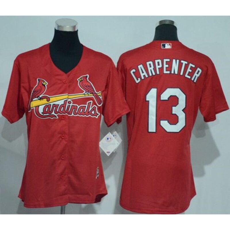 6863c0bbea345_1 Cardinals #13 Matt Carpenter Red Women's Alternate Stitched MLB Jersey