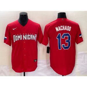 6863c0c771768_1 Men's Dominican Republic Baseball #13 Manny Machado 2023 Red World Baseball Classic Stitched Jersey