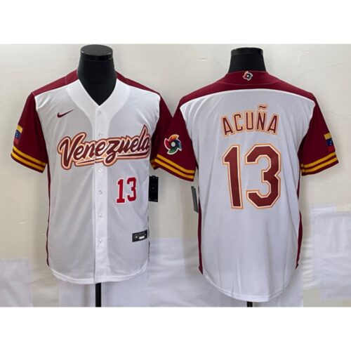 6863c0d1d2637_1 Men's Venezuela Baseball #13 Venezuela Acuna Jr. 2023 White World Baseball Classic With Patch Stitched Jersey