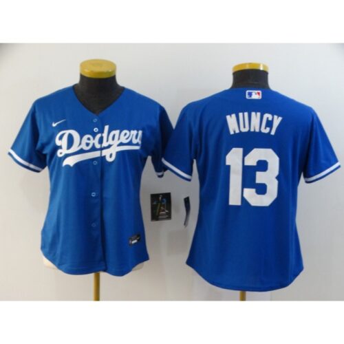 6863c10cdc49b_1 Women's Los Angeles Dodgers #13 Max Muncy Blue Cool Base Stitched MLB Jersey(Run Small)
