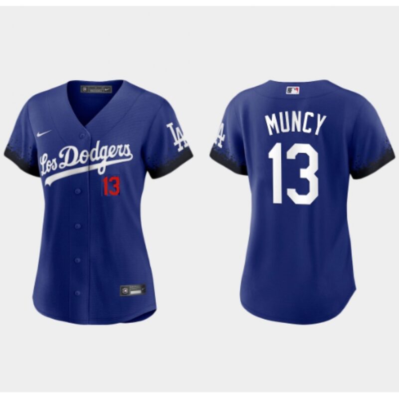 6863c10fc83dc_1 Women's Los Angeles Dodgers #13 Max Muncy 2021 Royal City Connect Cool Base Stitched Baseball Jersey(Run Small)