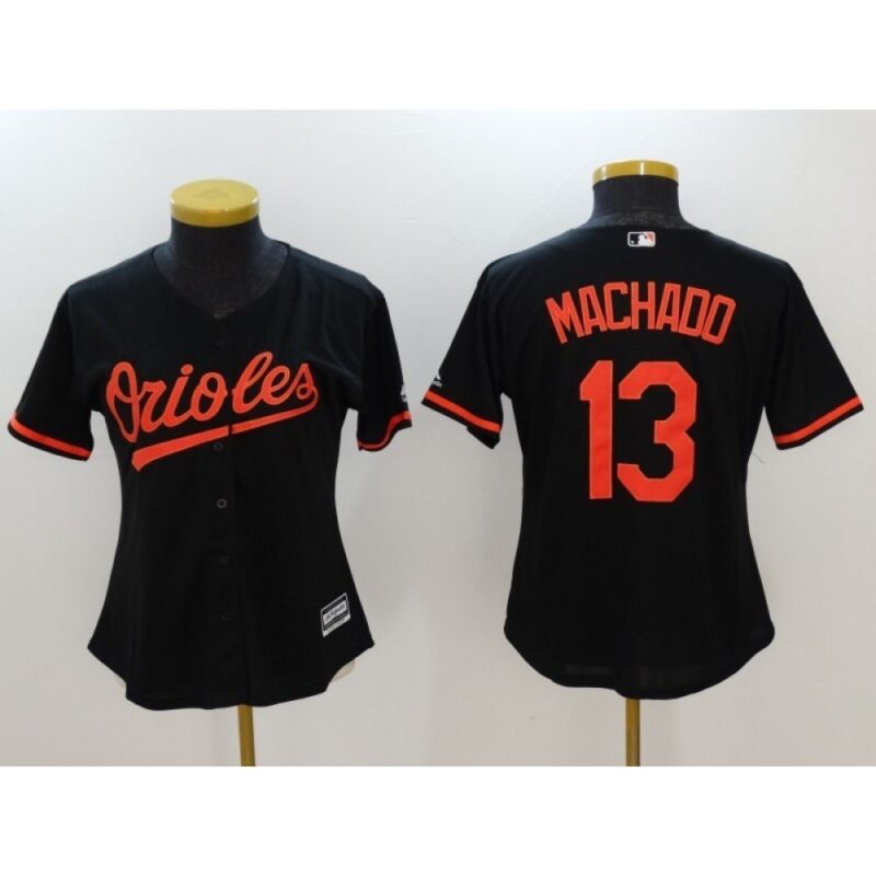 6863c11274c0b_1 Women's Baltimore Orioles #13 Manny Machado Black Cool Base Stitched Jersey