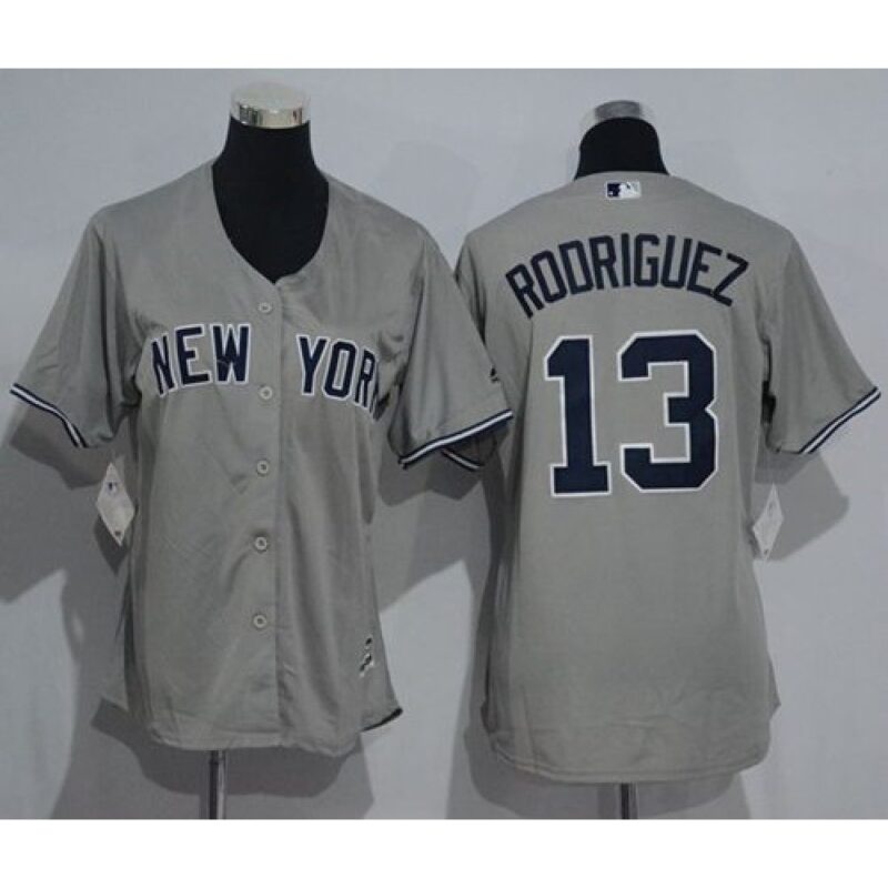 6863c120f0ddf_1 Yankees #13 Alex Rodriguez Grey Women's Road Stitched MLB Jersey