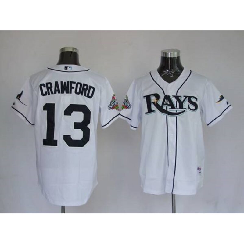 6863c133c3367_1 Rays #13 Carl Crawford Stitched White MLB Jersey