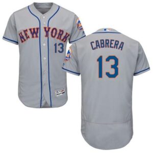 6863c153b2eb0_1 Mets #13 Asdrubal Cabrera Grey Flexbase Authentic Collection Stitched MLB Jersey