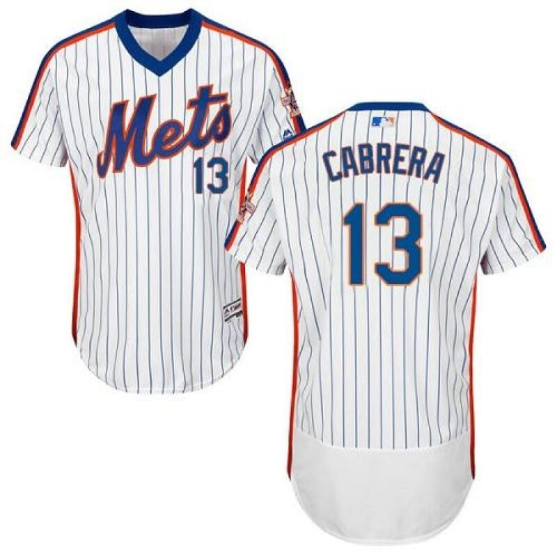 6863c16198e33_1 Mets #13 Asdrubal Cabrera White(Blue Strip) Flexbase Authentic Collection Alternate Stitched MLB Jersey