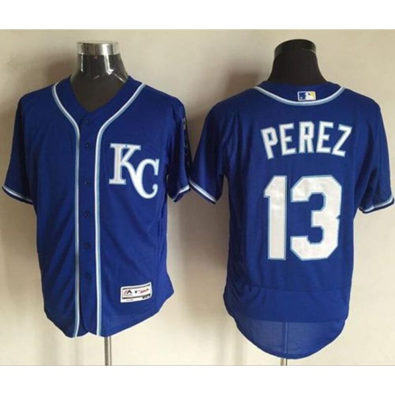 6863c164f1853_1 Royals #13 Salvador Perez Royal Blue Flexbase Authentic Collection Stitched MLB Jersey