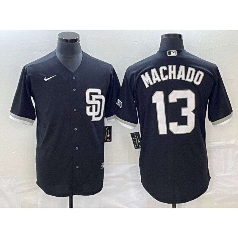 6863c1686bf29_1 Men's San Diego Padres #13 Manny Machado Black Cool Base Stitched Baseball Jersey
