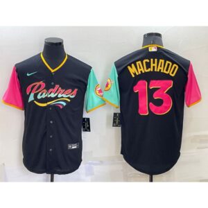 6863c172586d1_1 Men's San Diego Padres #13 Manny Machado 2022 Black City Connect Cool Base Stitched Jersey