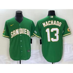 6863c1847ac8c_1 Men's San Diego Padres #13 Manny Machado Green Cool Base Stitched Baseball Jersey