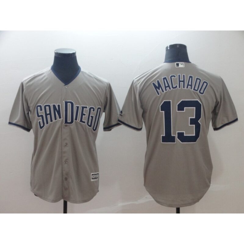 6863c187f15a2_1 Men's San Diego Padres #13 Manny Machado Grey Cool Base Stitched MLB Jersey