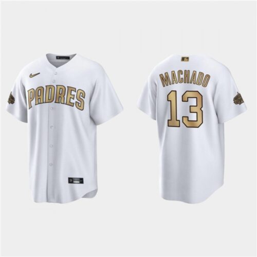 6863c19d9627f_1 Men's San Diego Padres #13 Manny Machado 2022 All-Star White Cool Base Stitched Baseball Jersey
