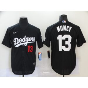 6863c1a4d7e5d_1 Men's Los Angeles Dodgers #13 Max Muncy Black Cool Base Stitched MLB Jersey