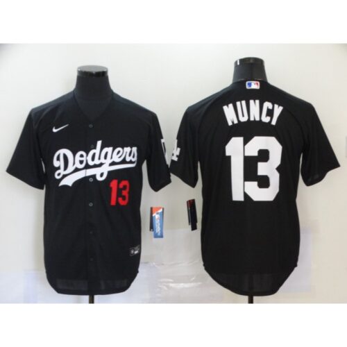 6863c1a4d7e5d_1 Men's Los Angeles Dodgers #13 Max Muncy Black Cool Base Stitched MLB Jersey