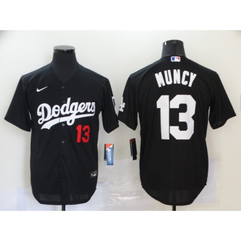 6863c1a4d7e5d_1 Men's Los Angeles Dodgers #13 Max Muncy Black Cool Base Stitched MLB Jersey