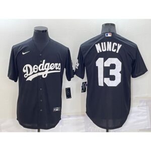 6863c1ad4a997_1 Men's Los Angeles Dodgers #13 Max Muncy Black Cool Base Stitched Baseball Jersey