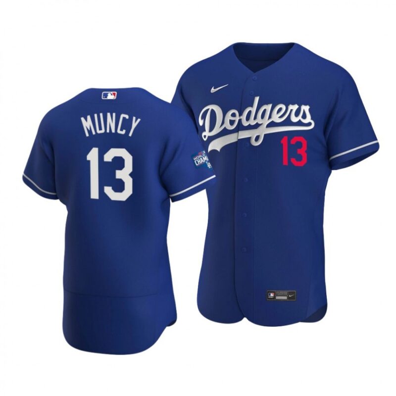 6863c1bf3e2d2_1 Men's Los Angeles Dodgers #13 Max Muncy 2020 Blue World Series Champions Patch Flex Base Sttiched Jersey