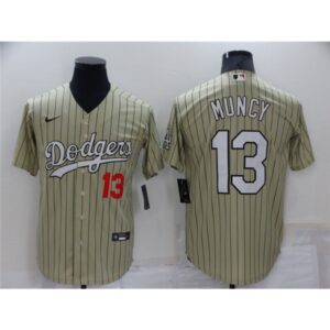 6863c1c2ad246_1 Men's Los Angeles Dodgers #13 Max Muncy Cream Throwback Stitched Baseball Jersey
