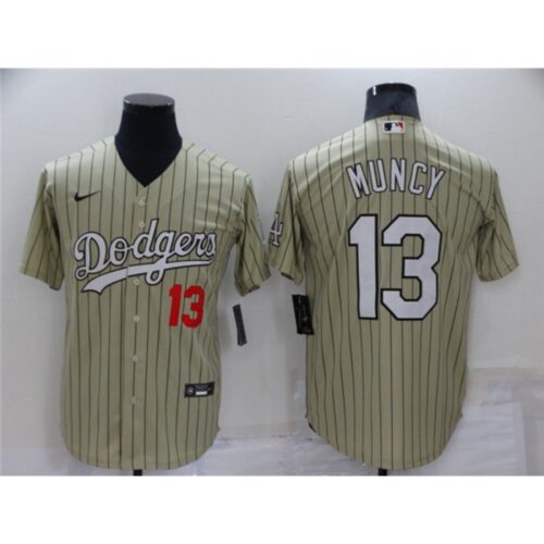 6863c1c2ad246_1 Men's Los Angeles Dodgers #13 Max Muncy Cream Throwback Stitched Baseball Jersey