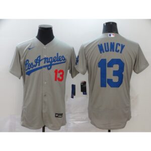 6863c1c636062_1 Men's Los Angeles Dodgers #13 Max Muncy Grey Flex Base Stitched MLB Jersey