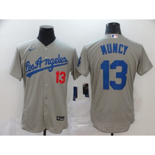 6863c1c636062_1 Men's Los Angeles Dodgers #13 Max Muncy Grey Flex Base Stitched MLB Jersey
