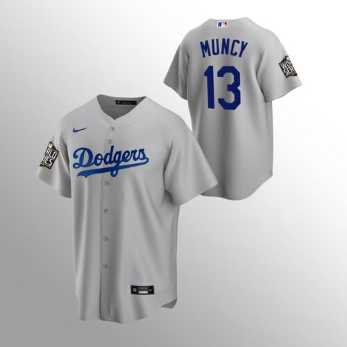 6863c1cd06ad1_1 Men's Los Angeles Dodgers #13 Max Muncy Grey 2020 World Series Bound stitched Jersey