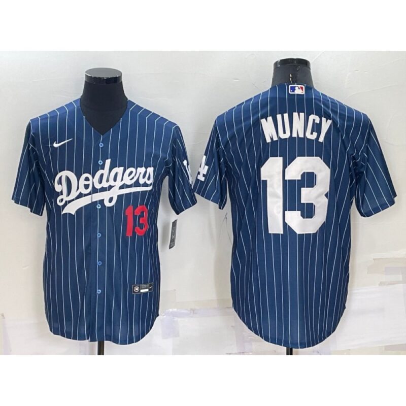 6863c1db36f1d_1 Men's Los Angeles Dodgers #13 Max Muncy Navy Cool Base Stitched Baseball Jersey