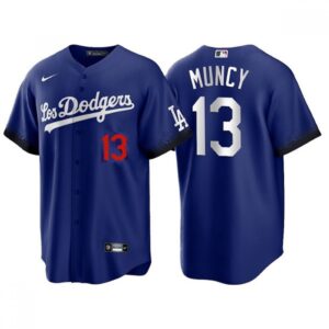 6863c1ea3ce4e_1 Men's Los Angeles Dodgers #13 Max Muncy 2021 Royal City Connect Cool Base Stitched Baseball Jersey
