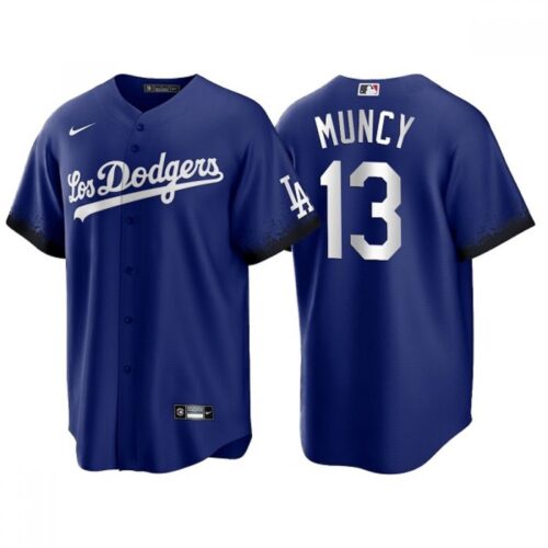 6863c1edda8bb_1 Men's Los Angeles Dodgers #13 Max Muncy 2021 Royal City Connect Cool Base Stitched Baseball Jersey