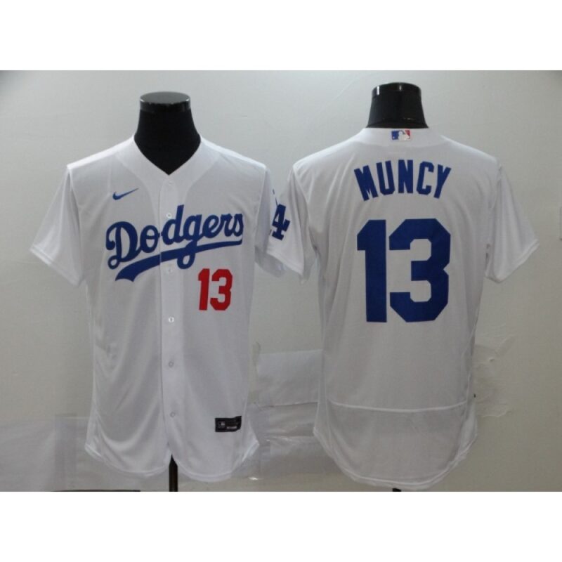6863c1f4b9412_1 Men's Los Angeles Dodgers #13 Max Muncy White Flex Base Stitched MLB Jersey