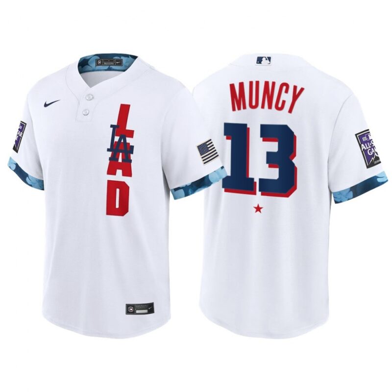 6863c1ff9c8a8_1 Men's Los Angeles Dodgers #13 Max Muncy 2021 White All-Star Cool Base Stitched Baseball Jersey