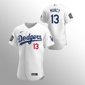 6863c206eac74_1 Men's Los Angeles Dodgers #13 Max Muncy White 2020 World Series Bound stitched Jersey