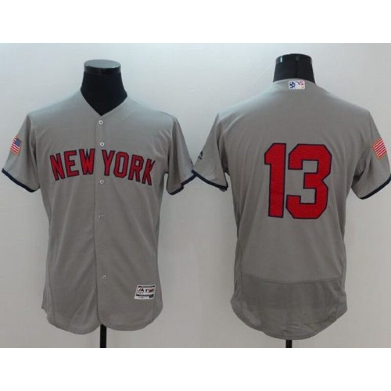 6863c23f76cc4_1 Yankees #13 Alex Rodriguez Grey Fashion Stars & Stripes Flexbase Authentic Stitched MLB Jersey