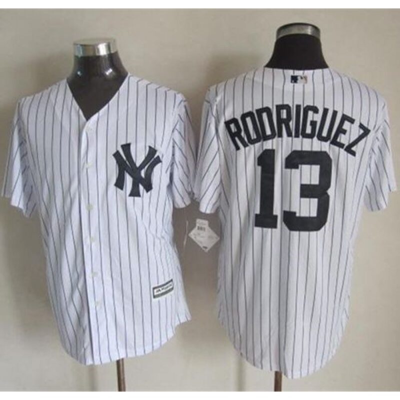 6863c2468c966_1 Yankees #13 Alex Rodriguez White Strip New Cool Base Stitched MLB Jersey