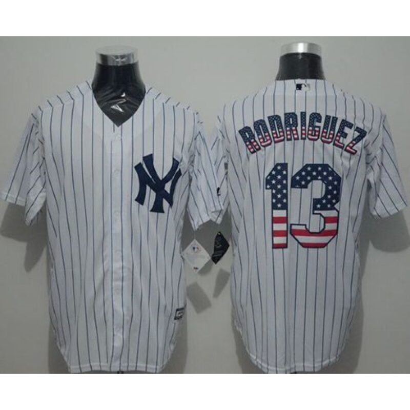 6863c258e2243_1 Yankees #13 Alex Rodriguez White Strip USA Flag Fashion Stitched MLB Jersey