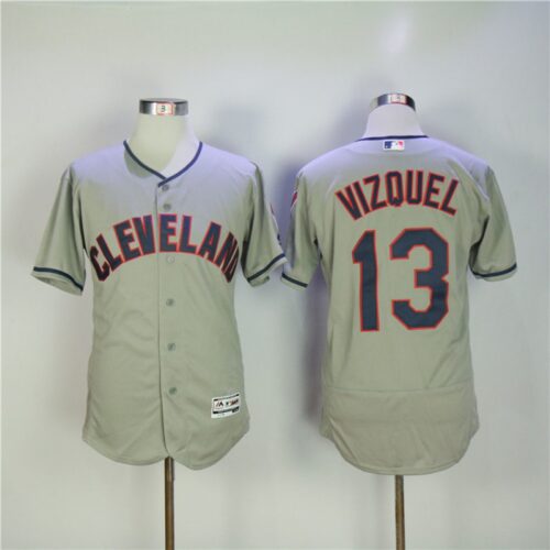 6863c29834cc4_1 Men's Cleveland indians #13 Omar Vizquel Gray Flexbase Stitched MLB Jersey