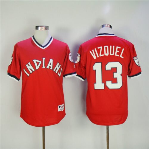 6863c2a375229_1 Men's Cleveland indians #13 Omar Vizquel Red Turn Back The Clock Throwback Stitched MLB Jersey
