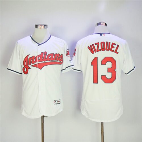 6863c2ac10900_1 Men's Cleveland indians #13 Omar Vizquel White Flexbase Stitched MLB Jersey