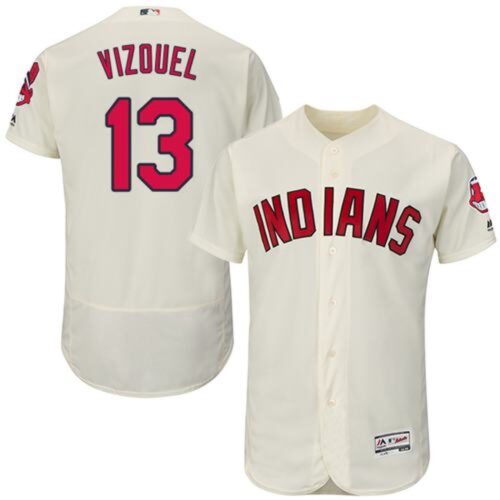 6863c2b48e8b1_1 indians #13 Omar Vizquel Cream Flexbase Authentic Collection Stitched MLB Jersey